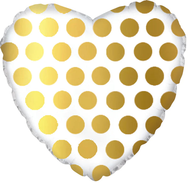 Gold Dots on White Heart 217059