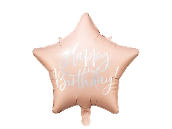 Foil balloon Happy Birthday, 15.7in, light powder pink
