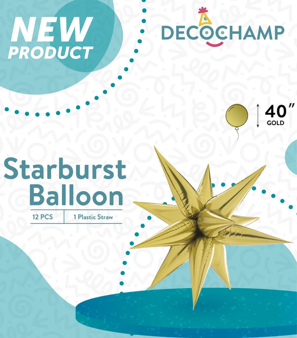 Starburst Foil Balloons Gold 40″