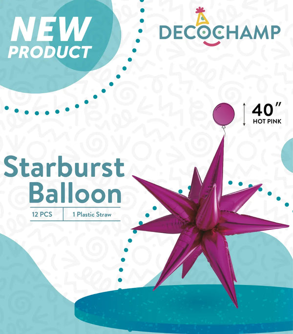 Starburst Foil Balloons Hot Pink 40″