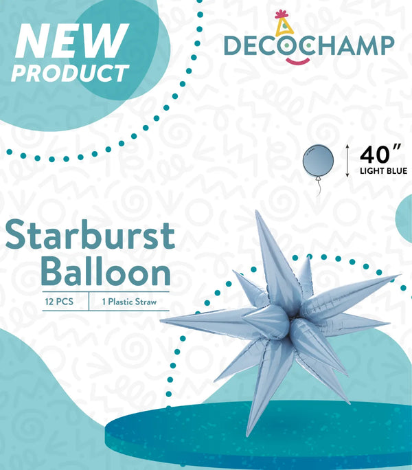 Starburst Foil Balloons Light Blue 40″