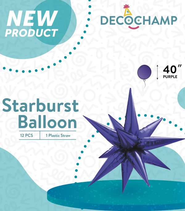 Starburst Foil Balloons Purple 40″