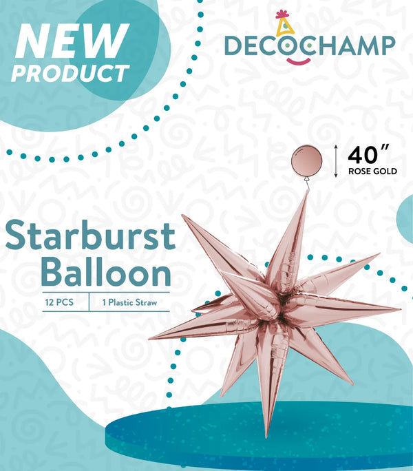 Starburst Foil Balloons Rose Gold 40″