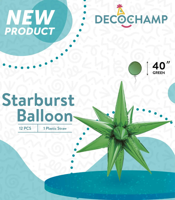 Starburst Foil Balloons Green 40″