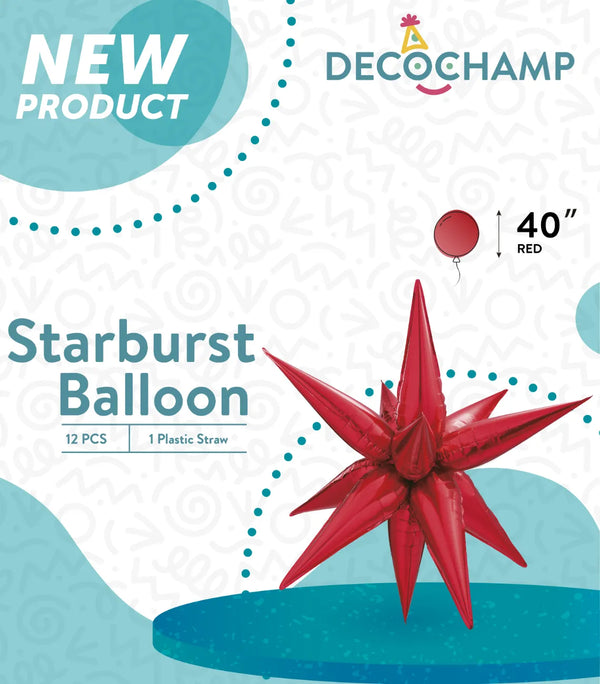 Starburst Foil Balloons Red 40″