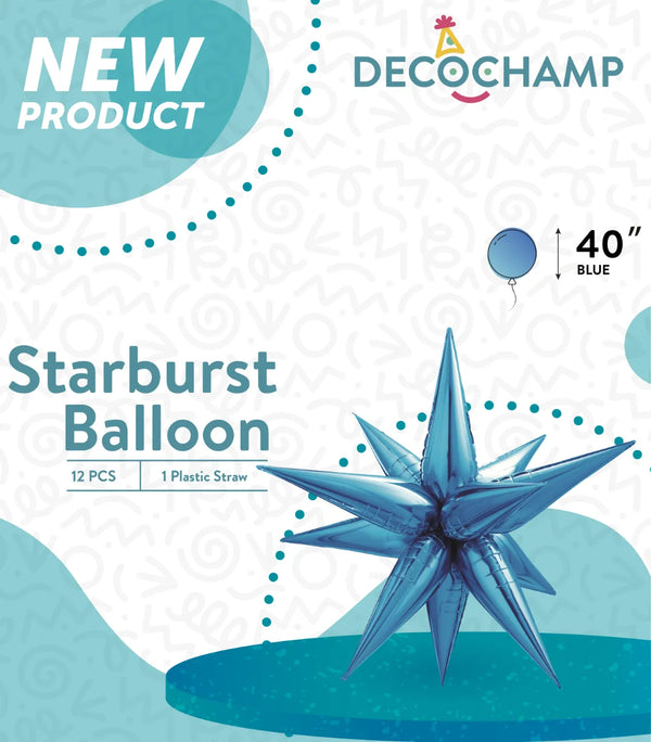 Starburst Foil Balloons Blue 40″