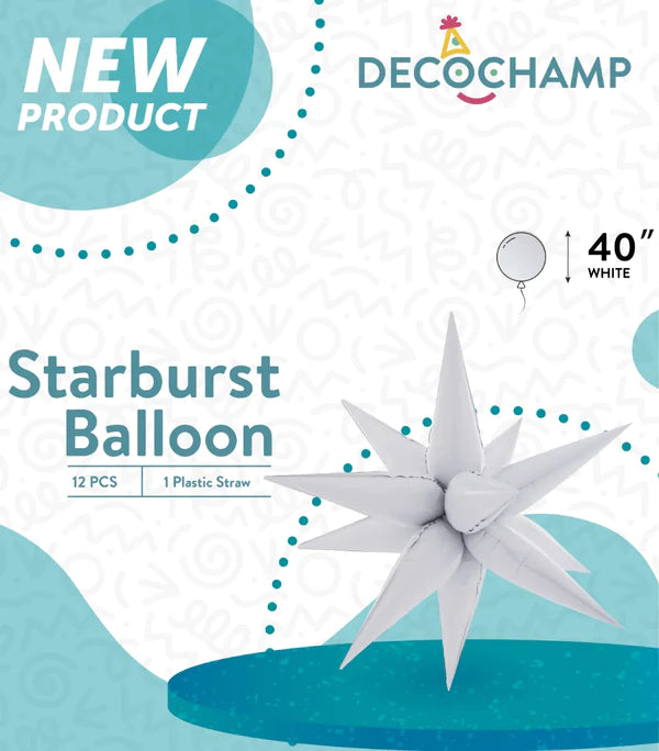 Starburst Foil Balloons White 641490 40''