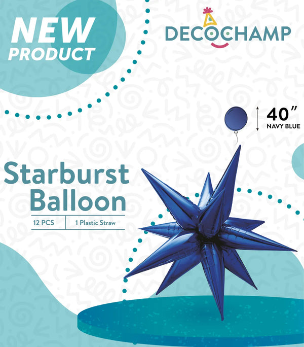 Starburst Foil Balloons Navy Blue 40″
