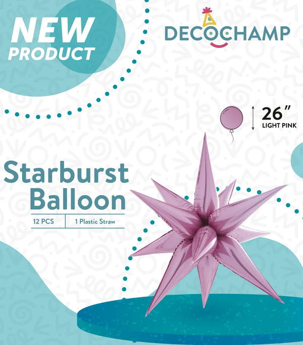Starburst Foil Balloons Light Pink 26″