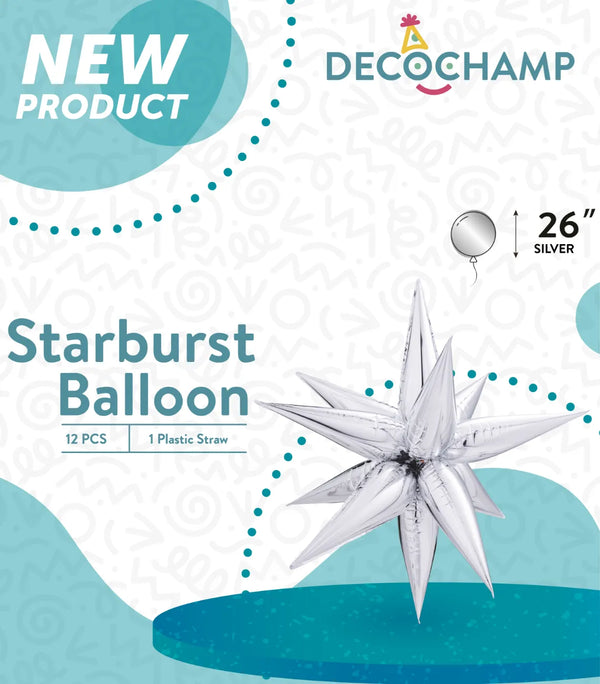 Starburst Foil Balloons Silver 26″
