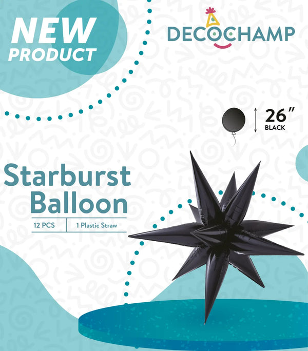 Starburst Foil Balloons Black 26″