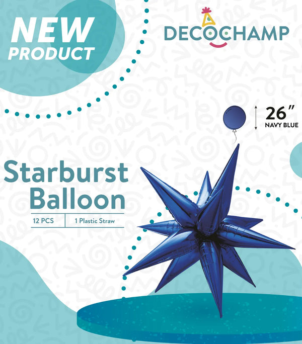 Starburst Foil Balloons Navy Blue 26″
