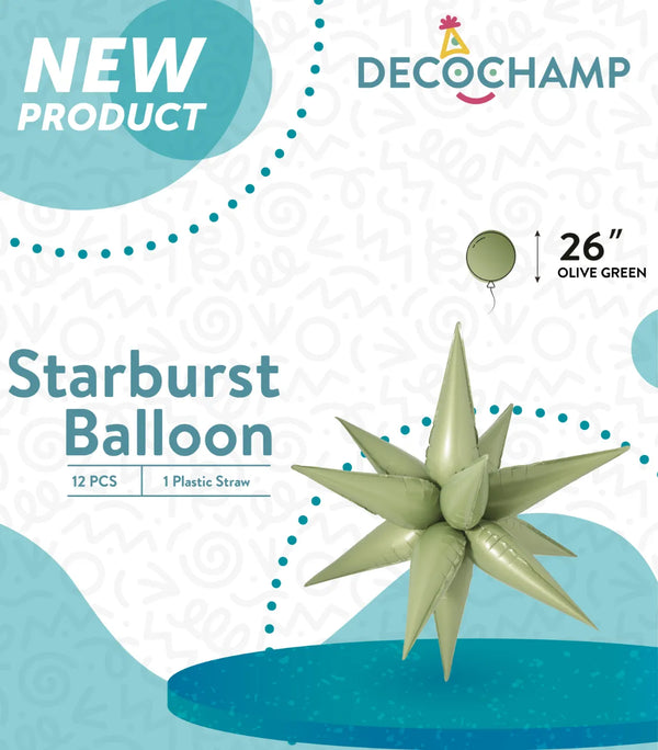 Starburst Foil Balloons Olive Green 26″