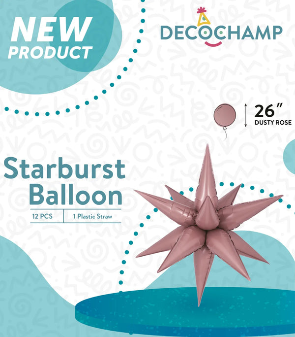 Starburst Foil Balloons Dusty Rose 26″