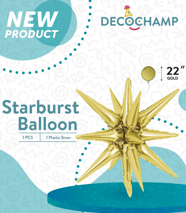 Starburst Foil Balloons Gold 22″
