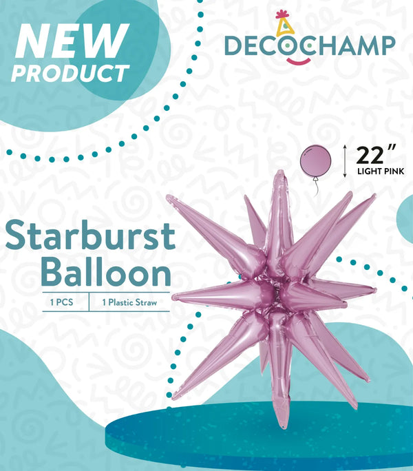 Starburst Foil Balloons Light Pink 22″