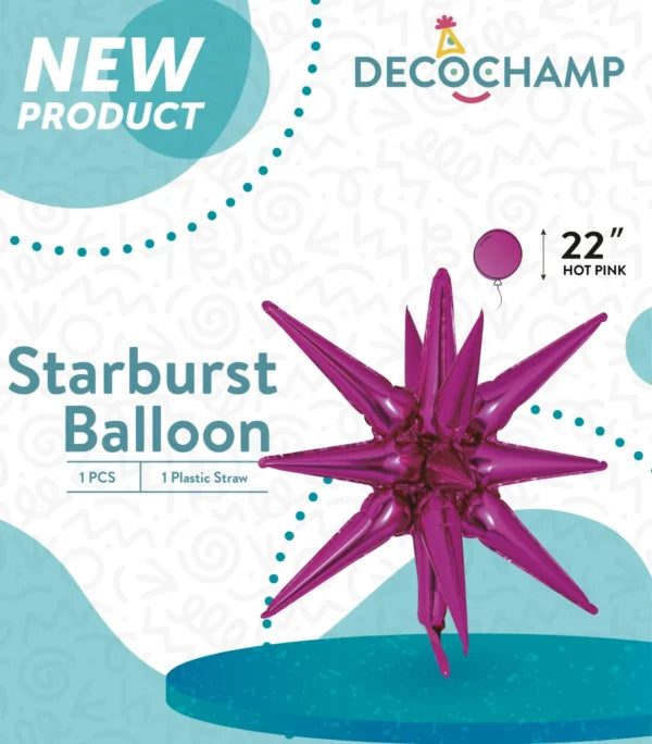 Starburst Foil Balloons Hot Pink 22″