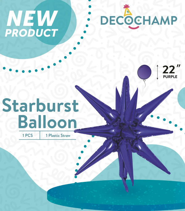 Starburst Foil Balloons Purple 22″