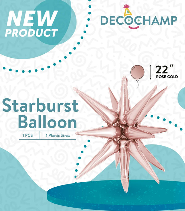 Starburst Foil Balloons Rose Gold 22″