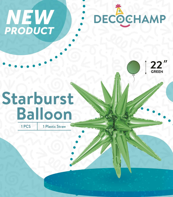 Starburst Foil Balloons Green 22″