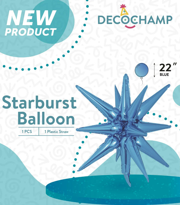 Starburst Foil Balloons Blue 22″
