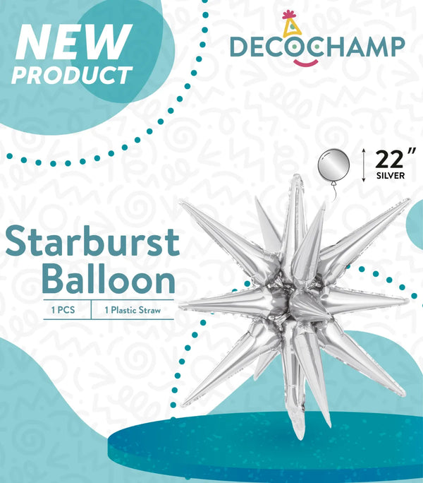 Starburst Foil Balloons Silver 22″