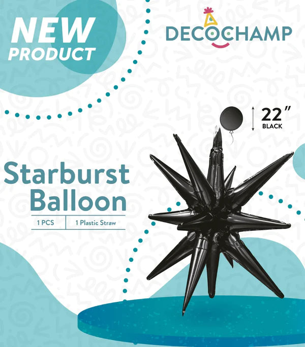 Starburst Foil Balloons Black 641841 22''