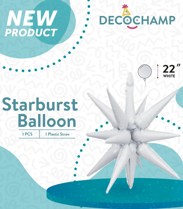 Starburst Foil Balloons White 22″