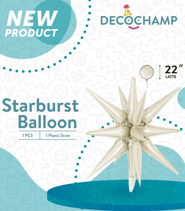 Starburst Foil Balloons Latte 22″