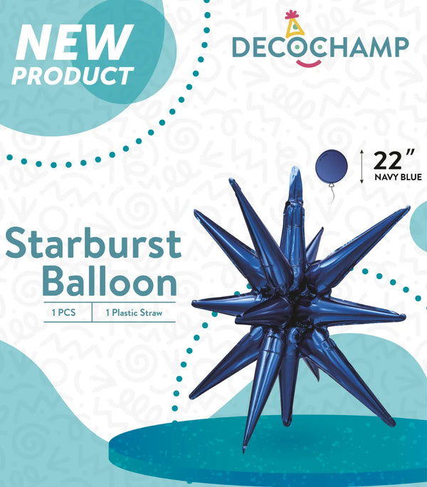 Starburst Foil Balloons Navy Blue 22″
