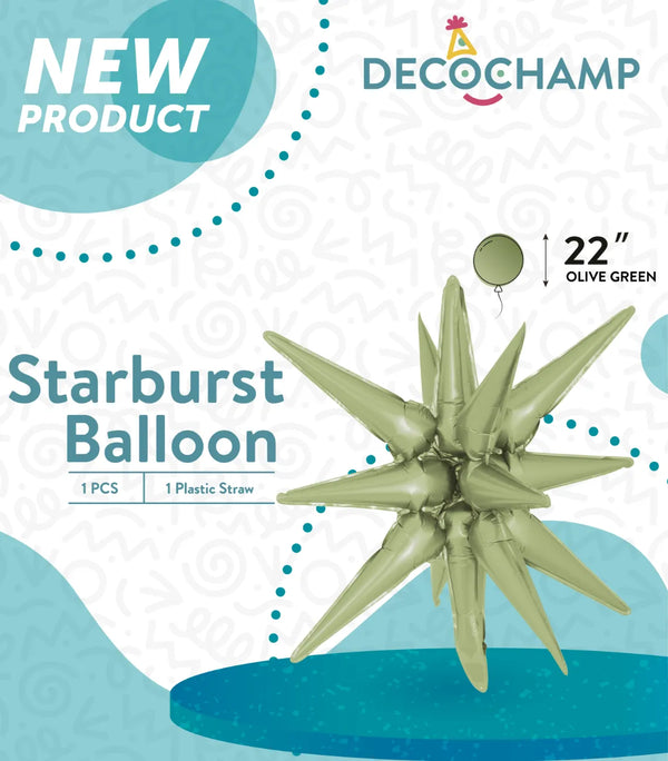 Starburst Foil Balloons Olive Green 22″