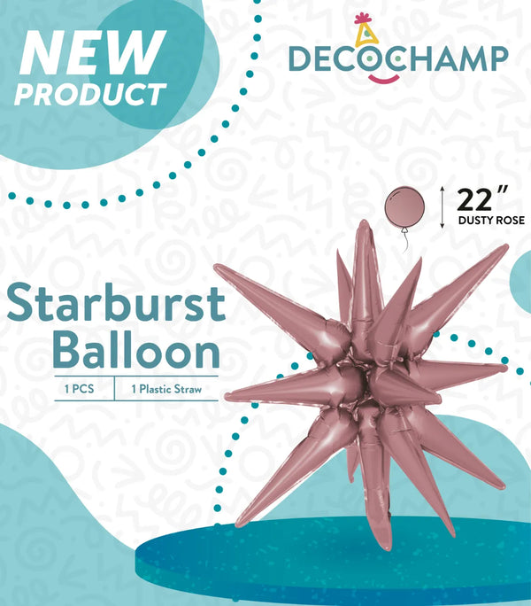 Starburst Foil Balloons Dusty Rose 22″