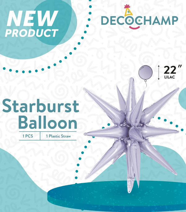 Starburst Foil Balloons Lilac 22″