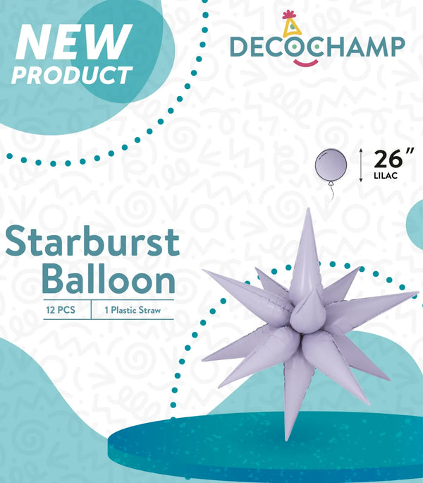 Starburst Foil Balloons Lilac 26″
