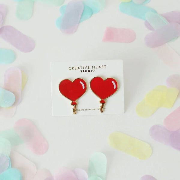 Heart Balloon Earrings (Red)