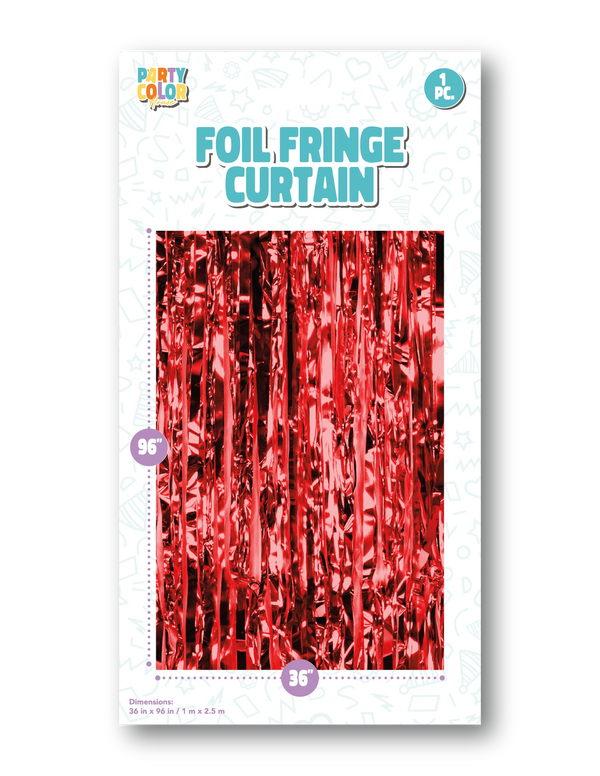 Red Gloss Foil Fringe Curtain FC-025973