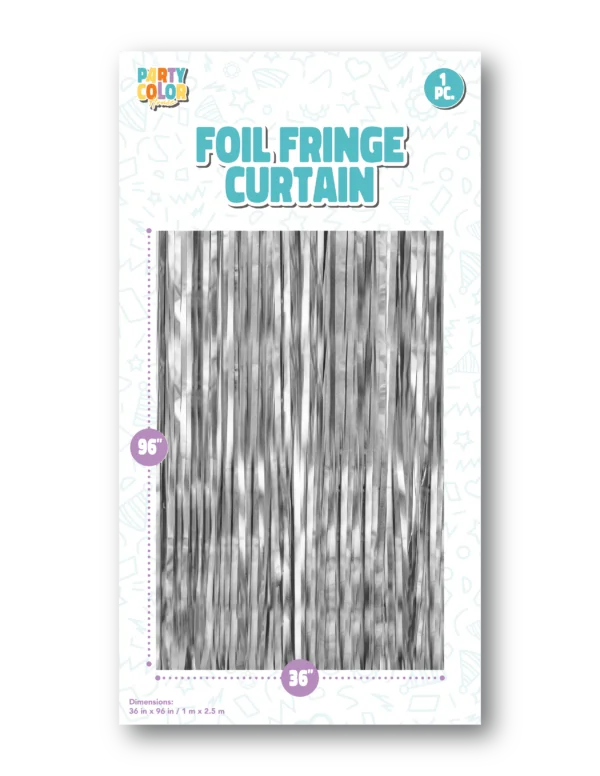 Silver Gloss Foil Fringe Curtain FC-026048 Party Color House Foil Fringe Curtain 36 in x 96 in (1 Piece)