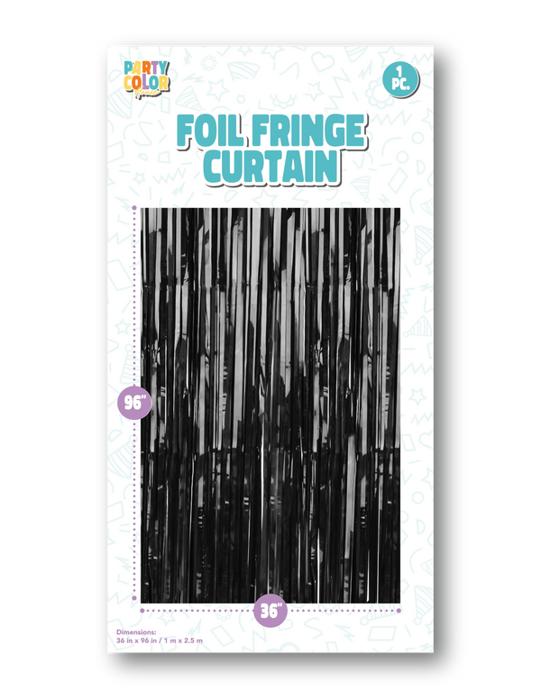 Black Matte Foil Fringe Curtain FC-026086