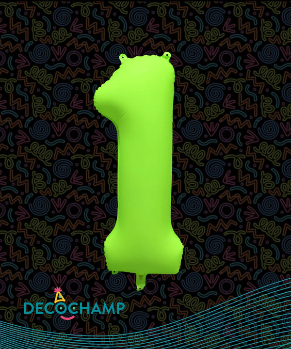 Deco Number 1 Neon Green 34 in - 323466