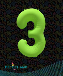 Deco Number 3 Neon Green 34 in - 323480