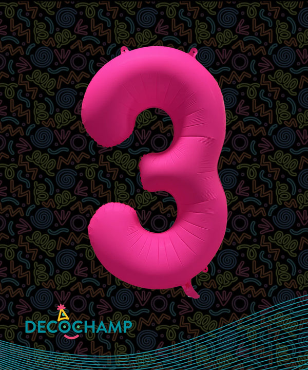 Deco Number 3 Neon Pink 34 in - 323589