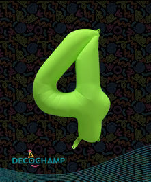 Deco Number 4 Neon Green 34 in - 323497