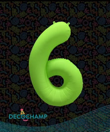 Deco Number 6 Neon Green 34 in - 323510
