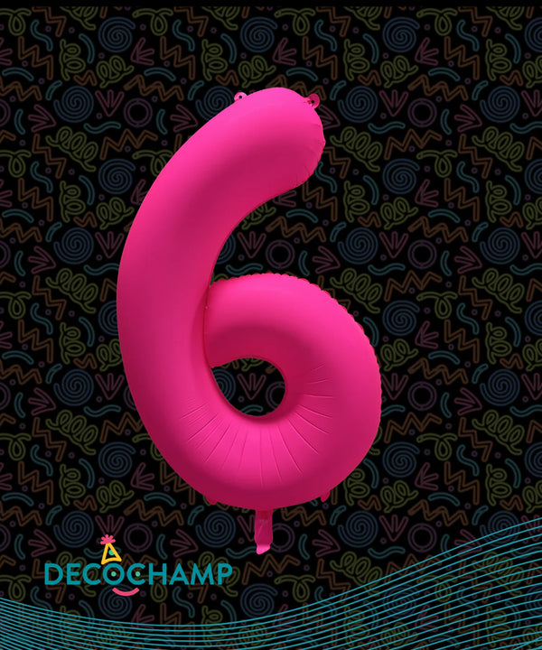 Deco Number 6 Neon Pink 34 in - 323619