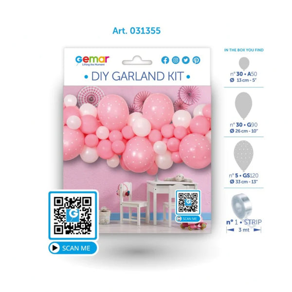 DIY Garland Kit Baby Pink 031355 Baby Pink and White Balloons