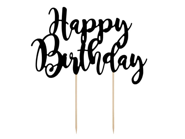 CAKE TOPPER HAPPY BIRTHDAY BLACK (22.5CM)