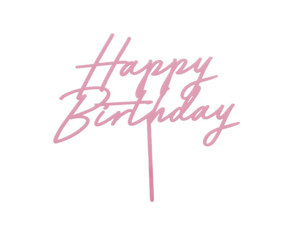 ACRYLIC CAKE TOPPER "HAPPY BIRTHDAY" LIGHT PINK (16.5CM)