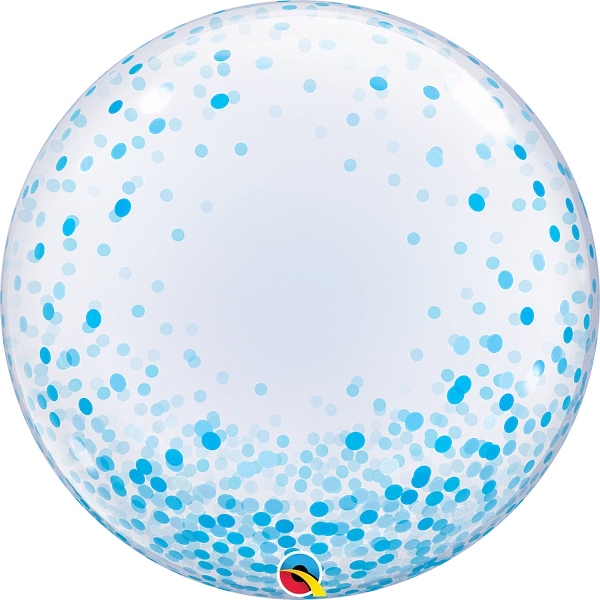 Blue Confetti on Clear Deco Bubble 57789 - 24 in