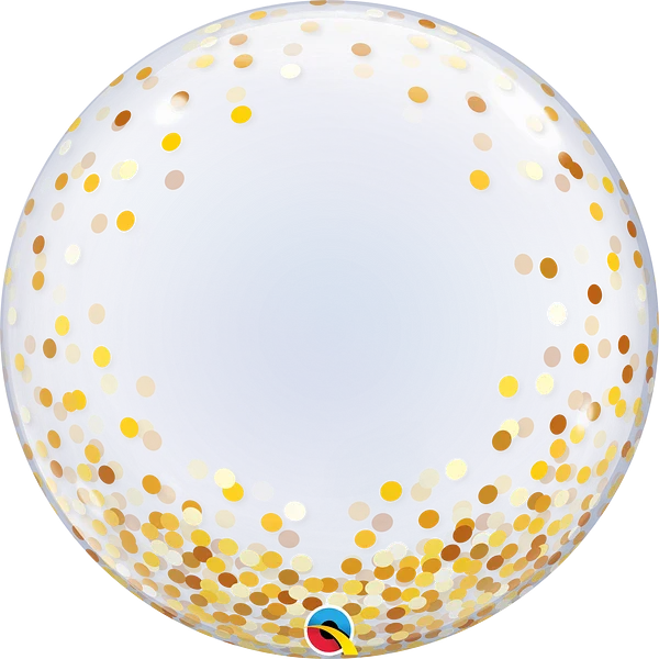 Gold Confetti on Clear Deco Bubble 89727 - 24 in