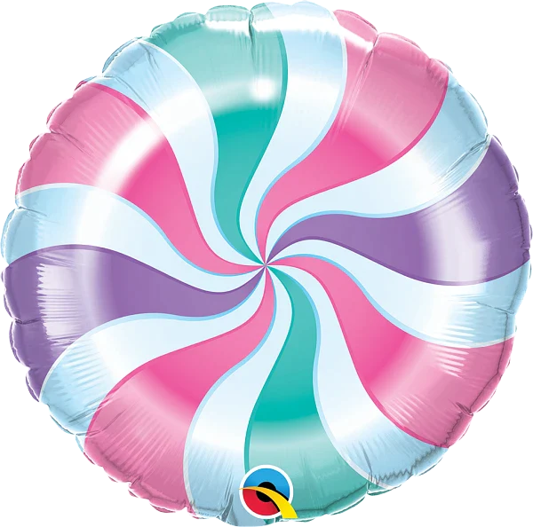 Candy Pastel Swirl 19852 - 18 in Qualatex Round Shape Foil Balloon